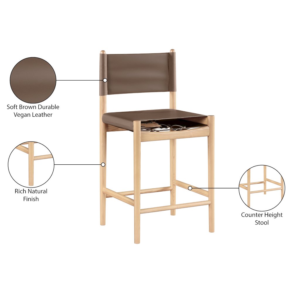 Rawlins Brown Vegan Leather Upholstered Counter Stool