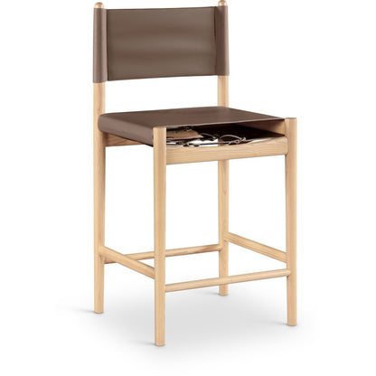 Rawlins Brown Vegan Leather Upholstered Counter Stool
