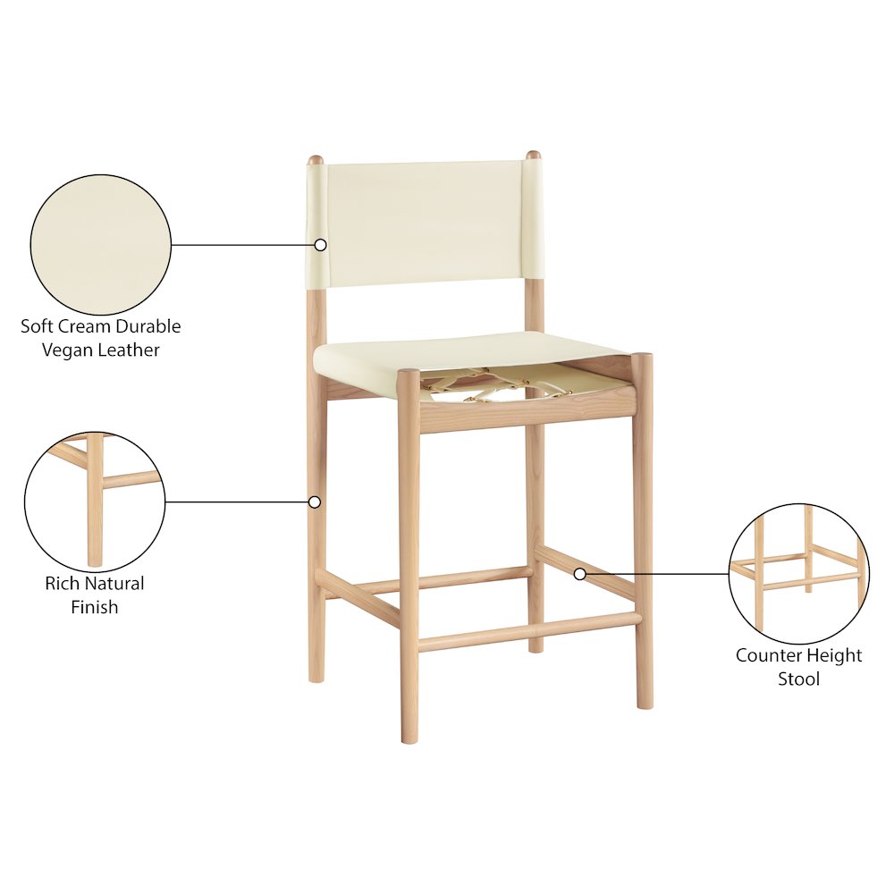 Rawlins Cream Vegan Leather Upholstered Counter Stool