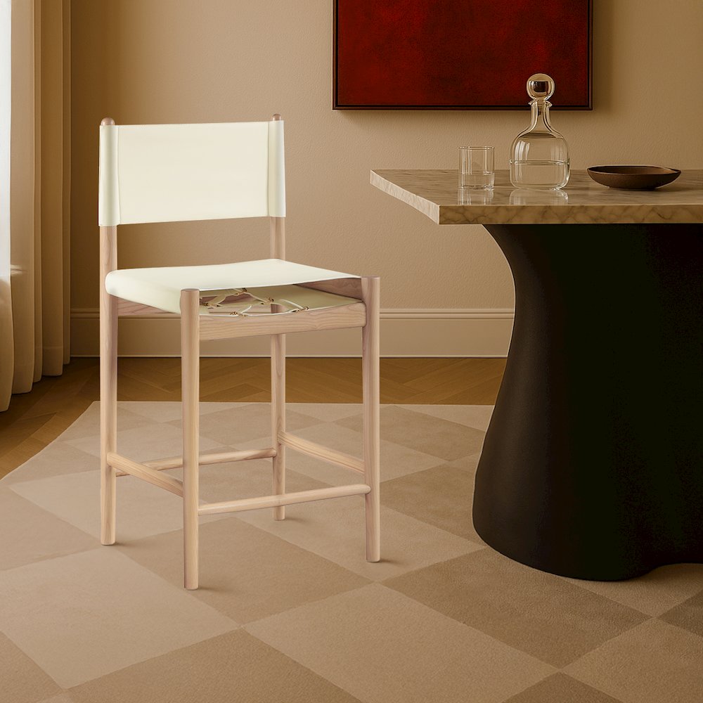 Rawlins Cream Vegan Leather Upholstered Counter Stool