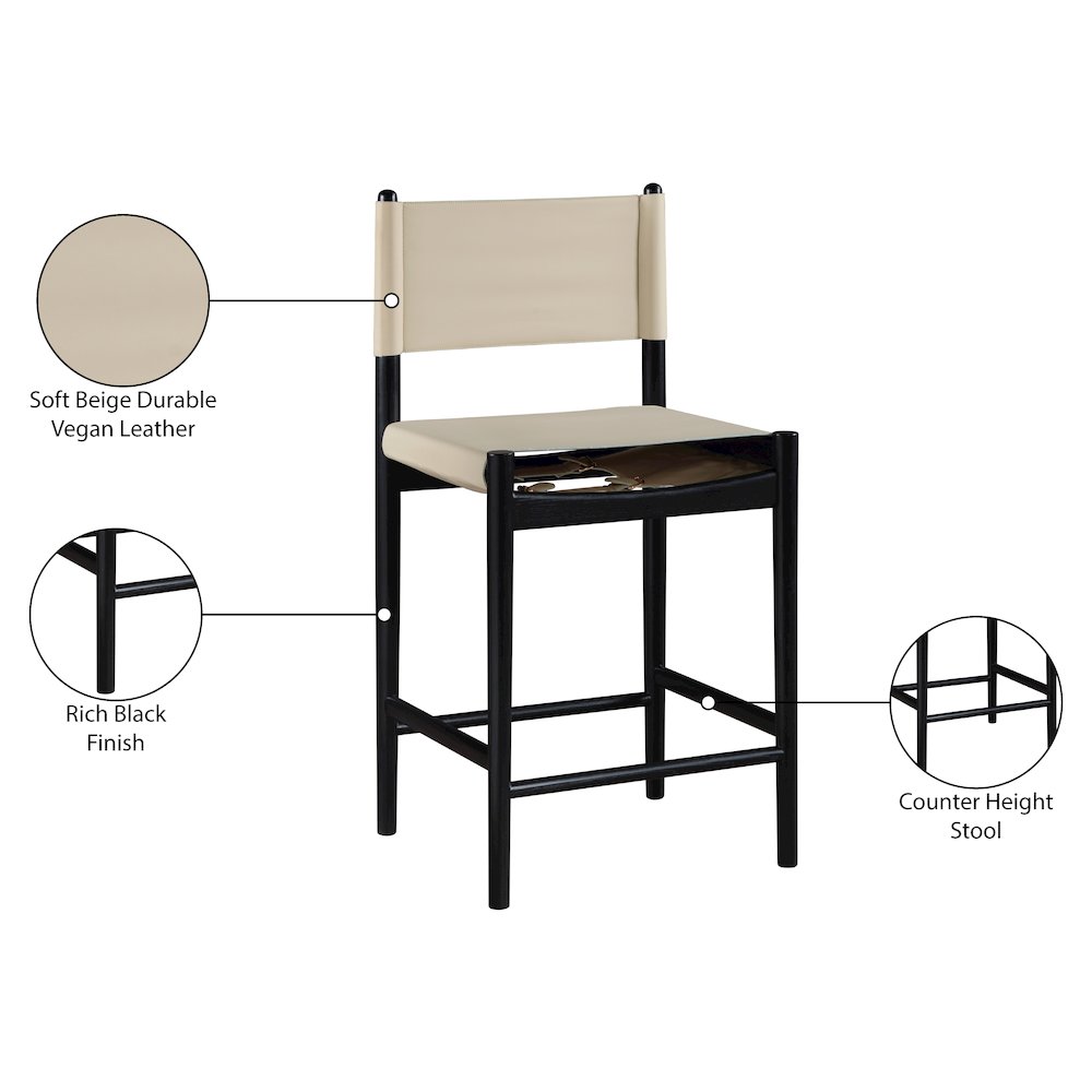 Rawlins Beige Vegan Leather Upholstered Counter Stool