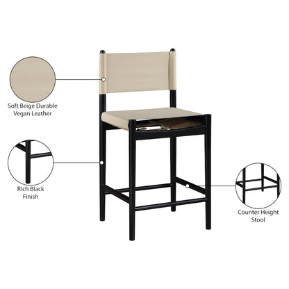 Rawlins Beige Vegan Leather Upholstered Counter Stool