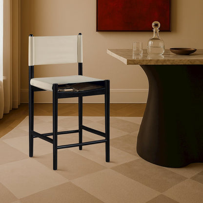 Rawlins Beige Vegan Leather Upholstered Counter Stool