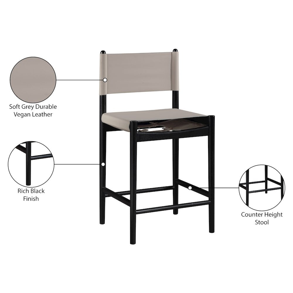 Rawlins Taupe Vegan Leather Upholstered Counter Stool