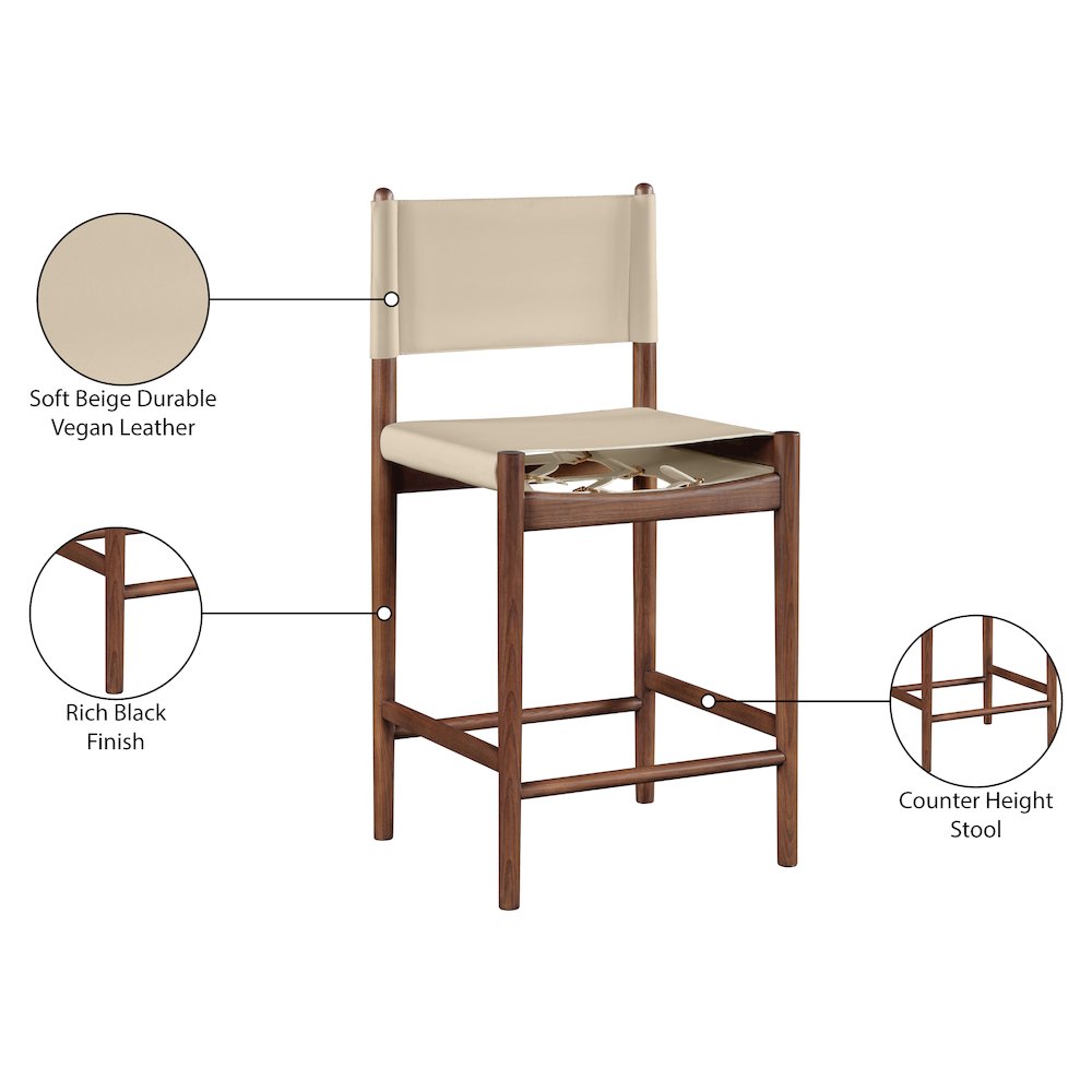 Rawlins Beige Vegan Leather Upholstered Counter Stool