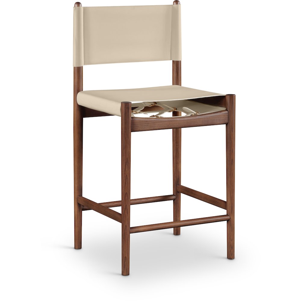 Rawlins Beige Vegan Leather Upholstered Counter Stool