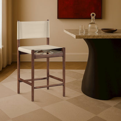 Rawlins Beige Vegan Leather Upholstered Counter Stool