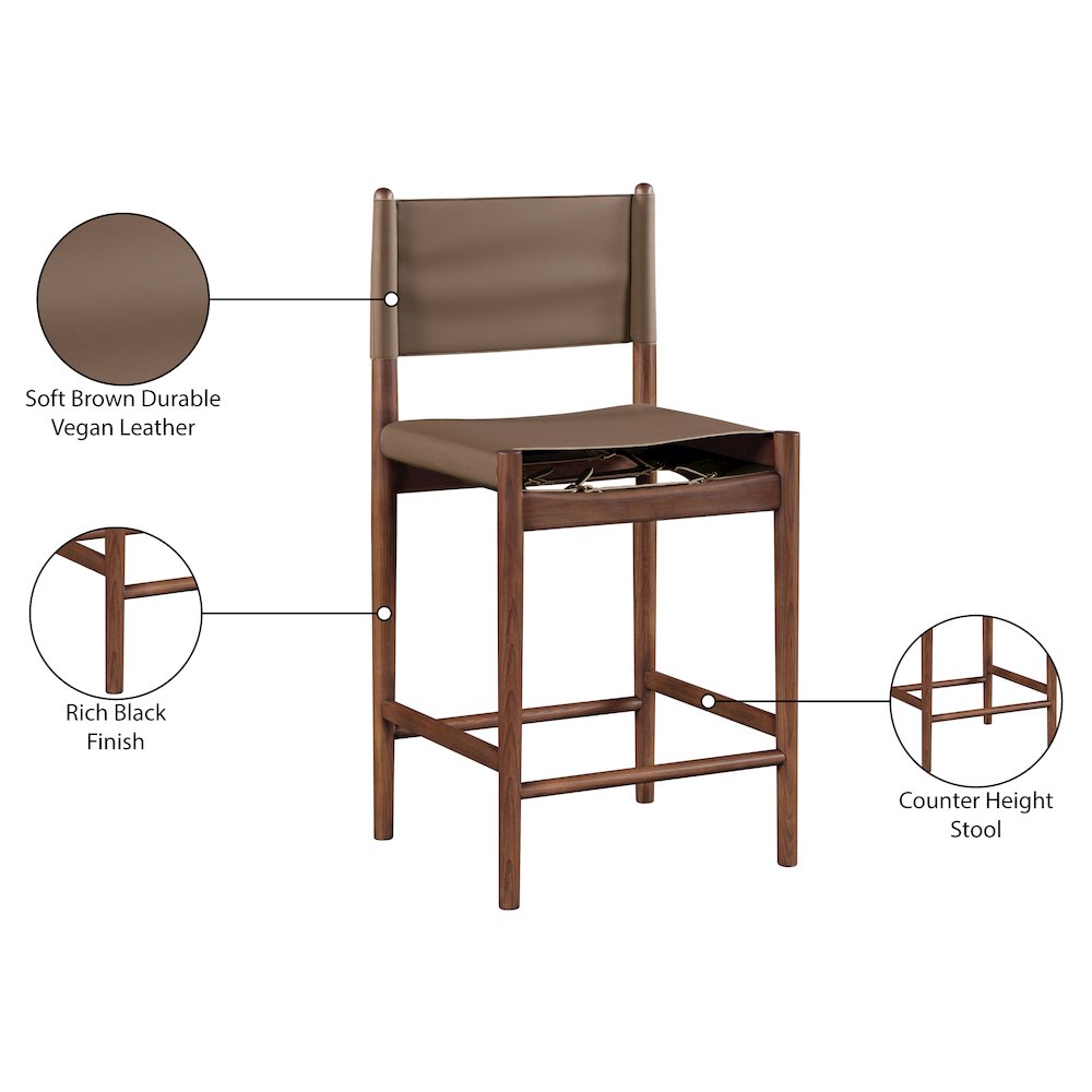 Rawlins Brown Vegan Leather Upholstered Counter Stool