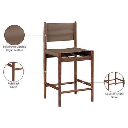 Rawlins Brown Vegan Leather Upholstered Counter Stool