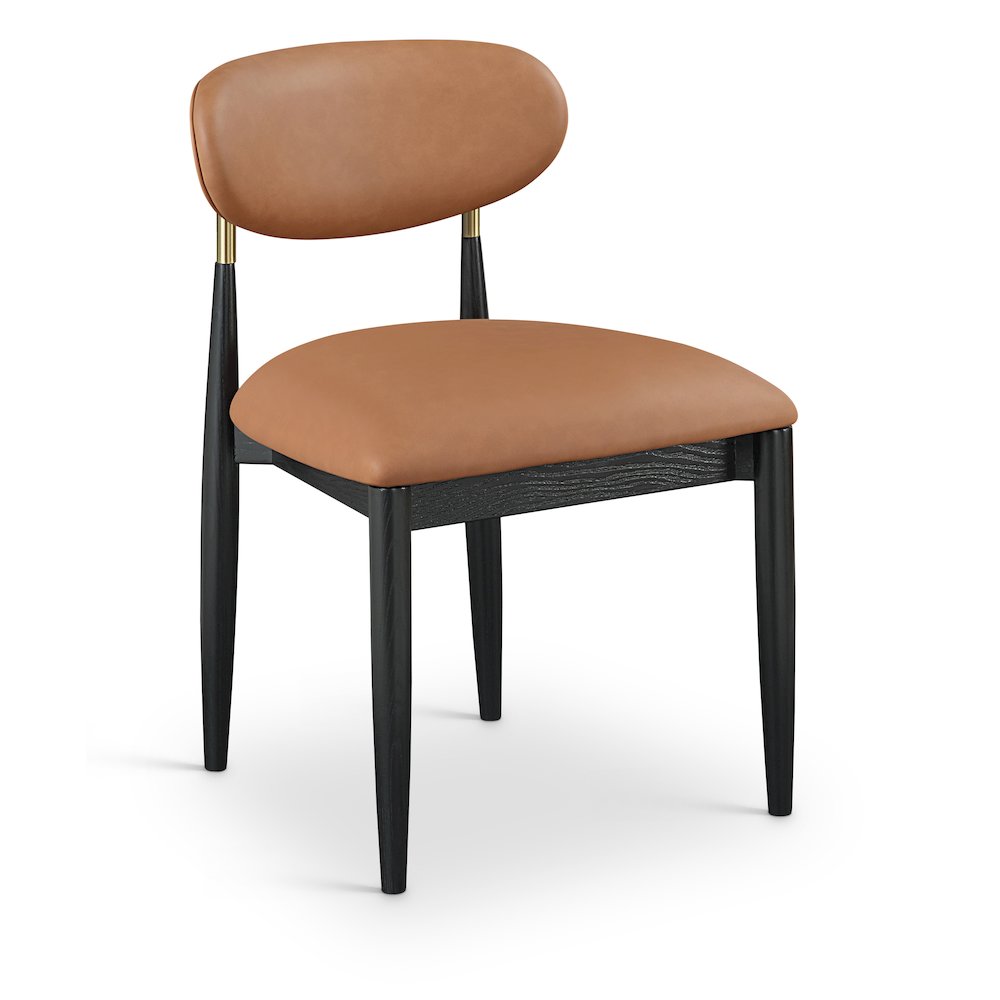 Riccio Cognac Vegan Leather Upholstered Dining Side Chair, Set of 2