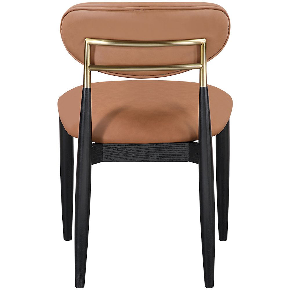 Riccio Cognac Vegan Leather Upholstered Dining Side Chair, Set of 2