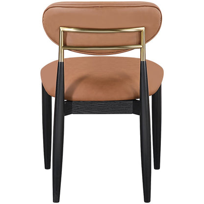 Riccio Cognac Vegan Leather Upholstered Dining Side Chair, Set of 2