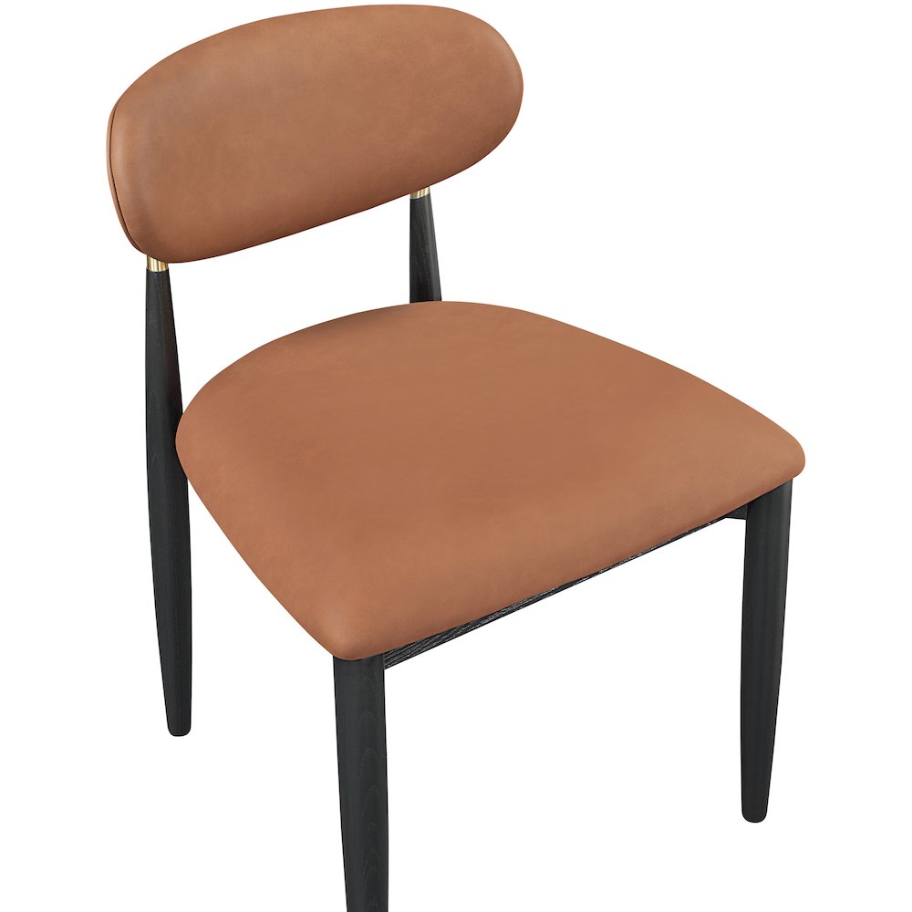 Riccio Cognac Vegan Leather Upholstered Dining Side Chair, Set of 2