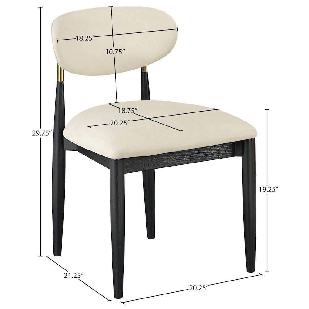 Riccio Cream Vegan Leather Upholstered Dining Side Chair, Set of 2