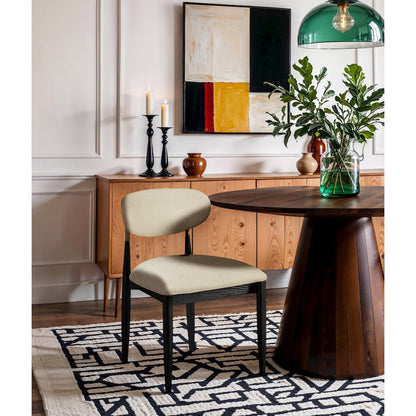 Riccio Cream Vegan Leather Upholstered Dining Side Chair, Set of 2