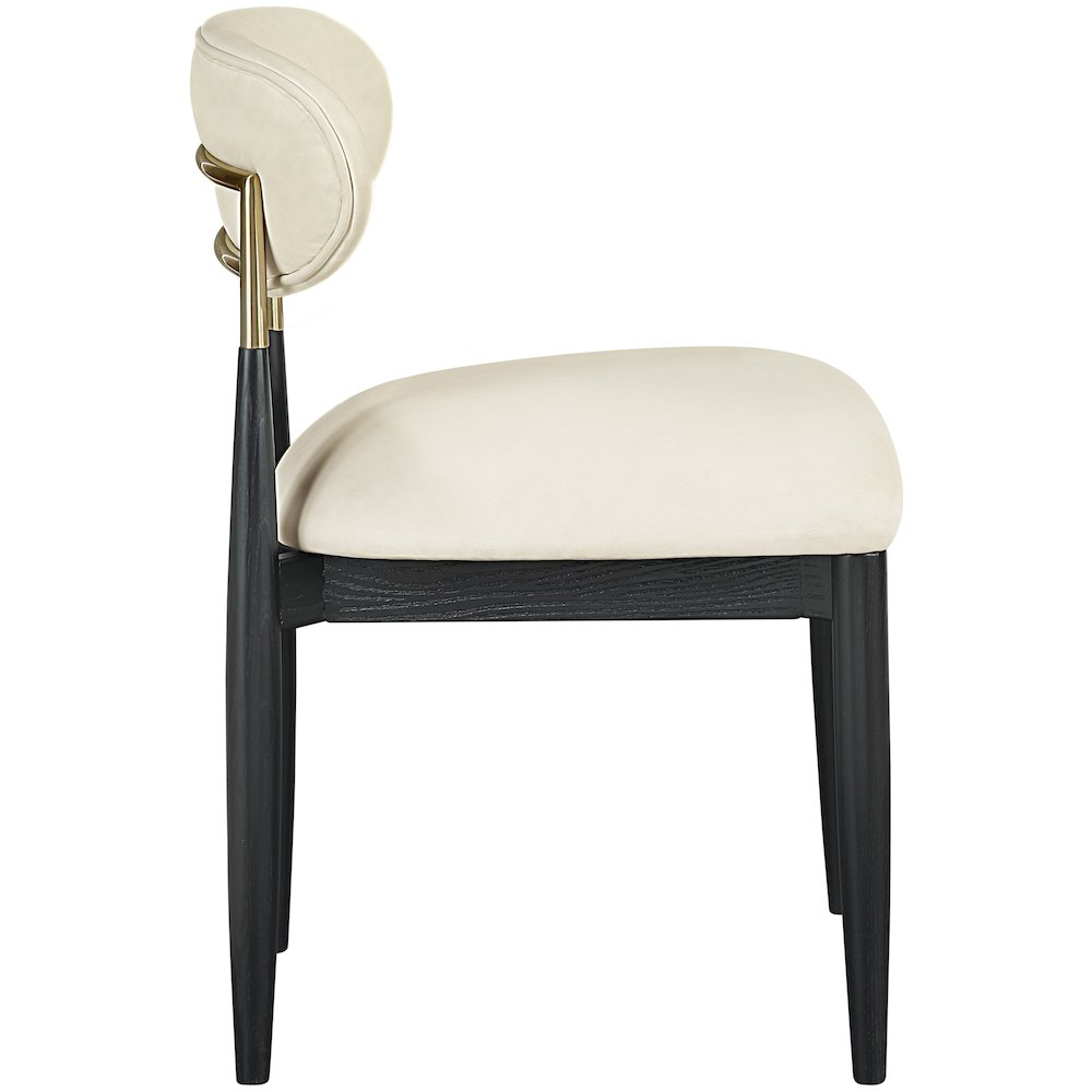 Riccio Cream Vegan Leather Upholstered Dining Side Chair, Set of 2