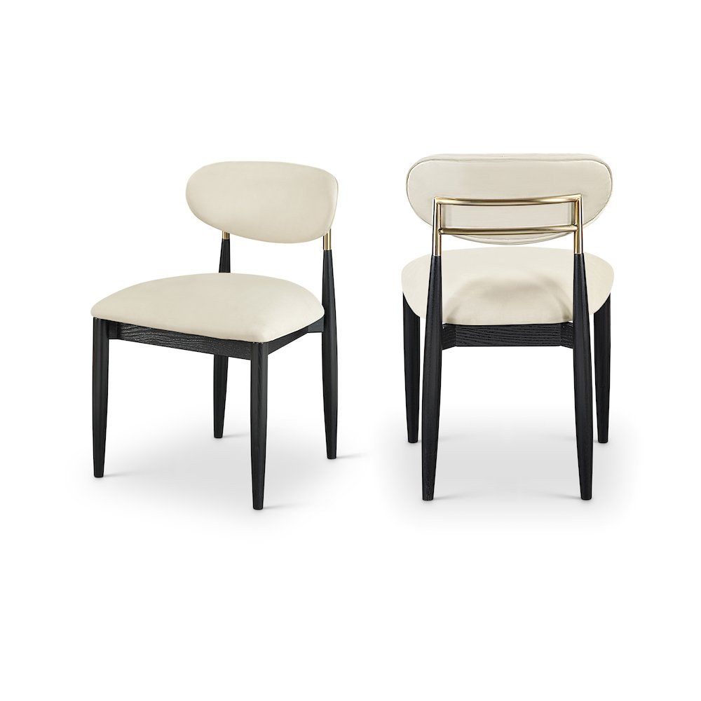 Riccio Cream Vegan Leather Upholstered Dining Side Chair, Set of 2