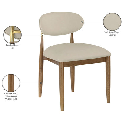 Riccio Beige Vegan Leather Upholstered Dining Side Chair, Set of 2