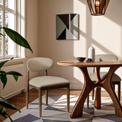 Riccio Beige Vegan Leather Upholstered Dining Side Chair, Set of 2