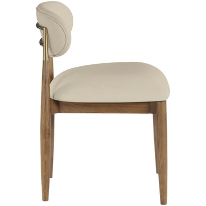 Riccio Beige Vegan Leather Upholstered Dining Side Chair, Set of 2