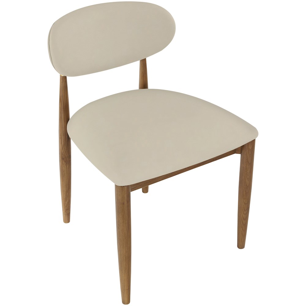 Riccio Beige Vegan Leather Upholstered Dining Side Chair, Set of 2