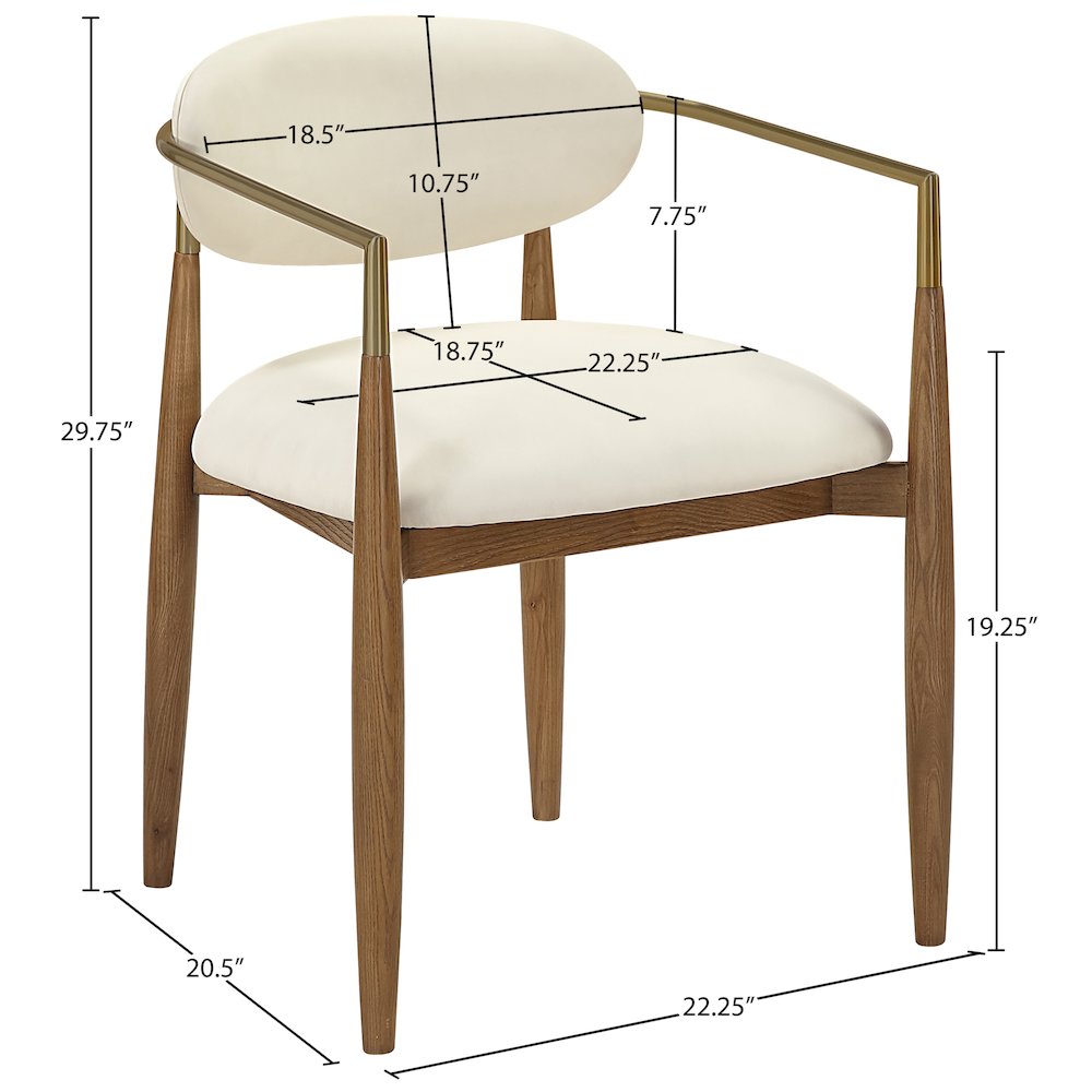 Riccio Cream Vegan Leather Upholstered Dining Arm Chair, Set of 2