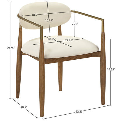 Riccio Cream Vegan Leather Upholstered Dining Arm Chair, Set of 2