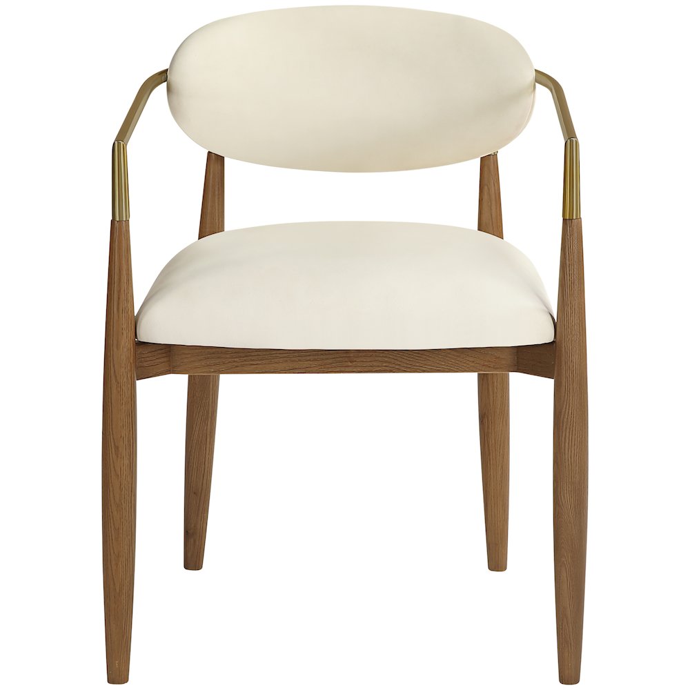 Riccio Cream Vegan Leather Upholstered Dining Arm Chair, Set of 2