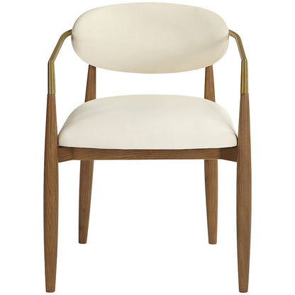 Riccio Cream Vegan Leather Upholstered Dining Arm Chair, Set of 2