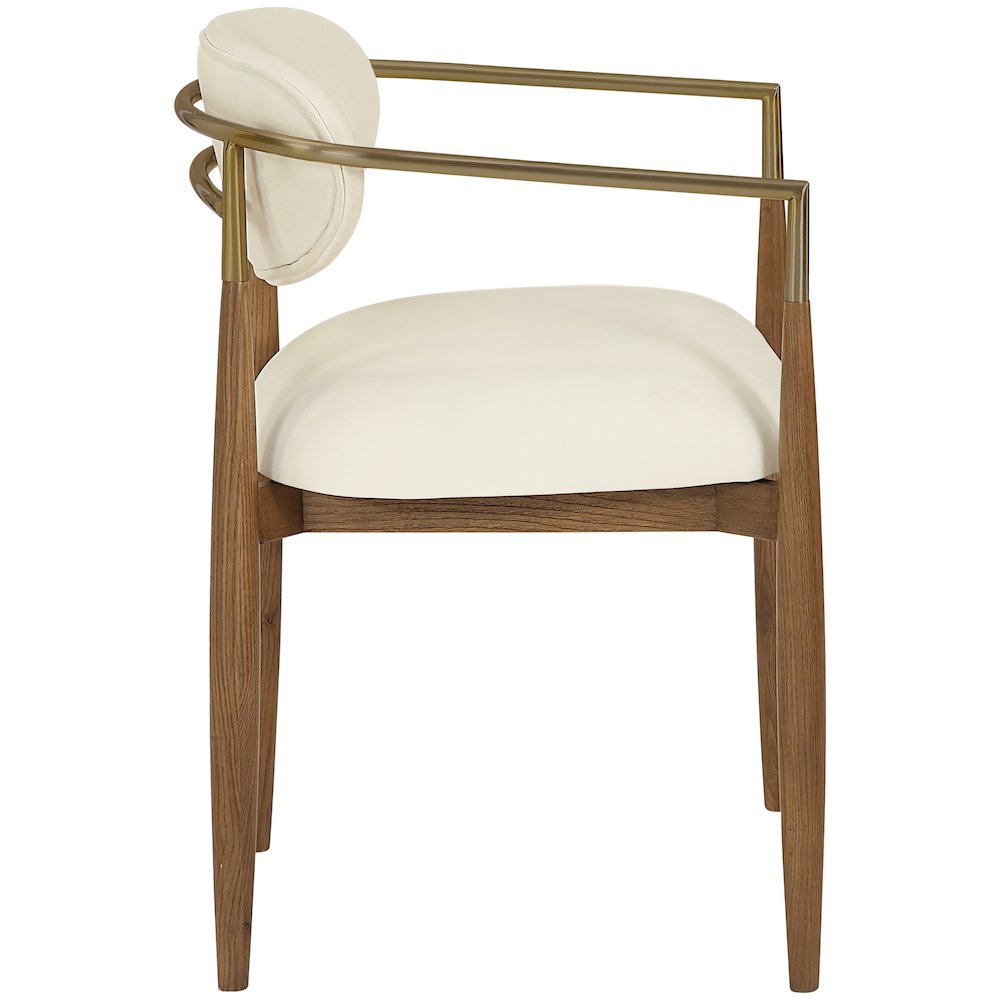 Riccio Cream Vegan Leather Upholstered Dining Arm Chair, Set of 2