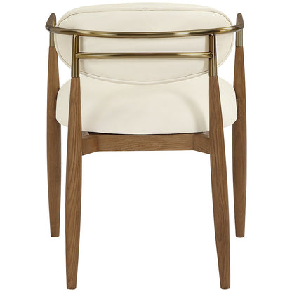 Riccio Cream Vegan Leather Upholstered Dining Arm Chair, Set of 2