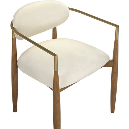 Riccio Cream Vegan Leather Upholstered Dining Arm Chair, Set of 2