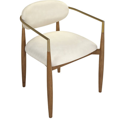 Riccio Cream Vegan Leather Upholstered Dining Arm Chair, Set of 2