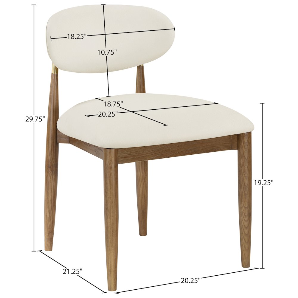Riccio Cream Vegan Leather Upholstered Dining Side Chair, Set of 2