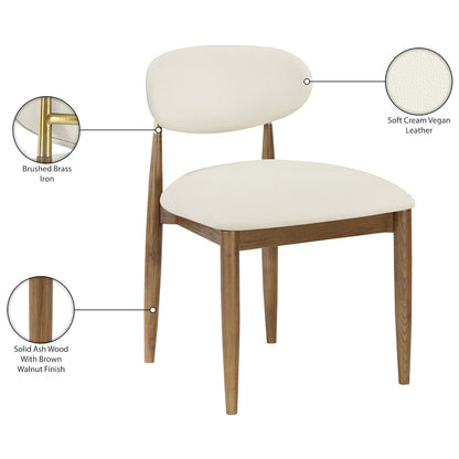 Riccio Cream Vegan Leather Upholstered Dining Side Chair, Set of 2