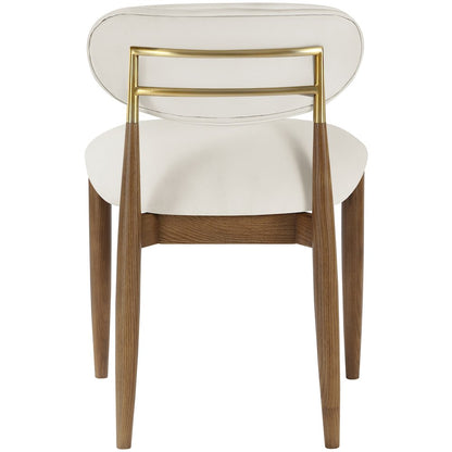 Riccio Cream Vegan Leather Upholstered Dining Side Chair, Set of 2