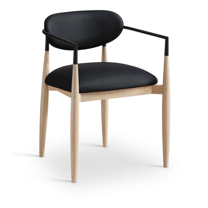 Riccio Black Vegan Leather Upholstered Dining Arm Chair, Set of 2