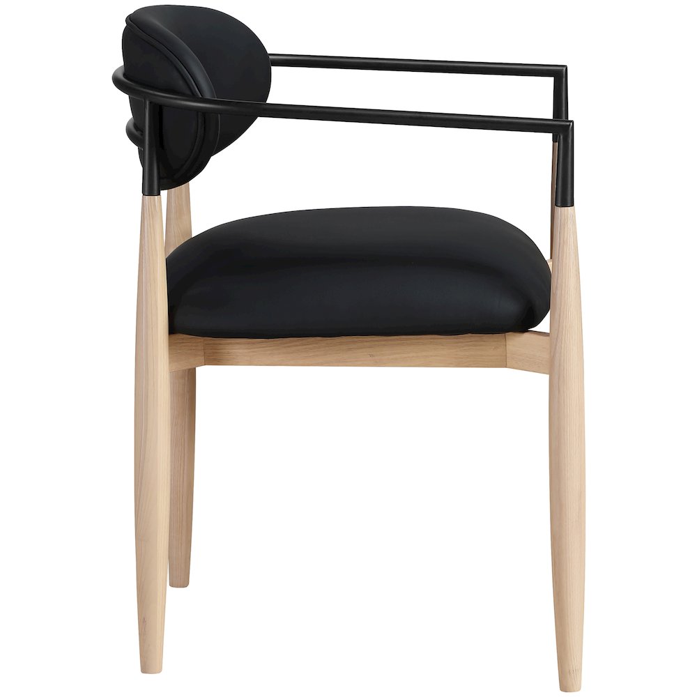 Riccio Black Vegan Leather Upholstered Dining Arm Chair, Set of 2