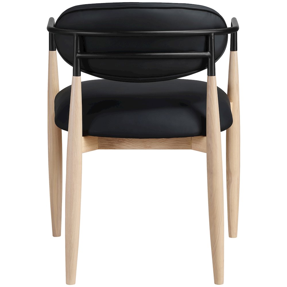 Riccio Black Vegan Leather Upholstered Dining Arm Chair, Set of 2