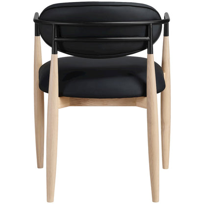Riccio Black Vegan Leather Upholstered Dining Arm Chair, Set of 2