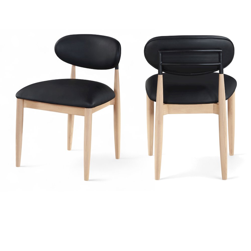 Riccio Black Vegan Leather Upholstered Dining Side Chair, Set of 2