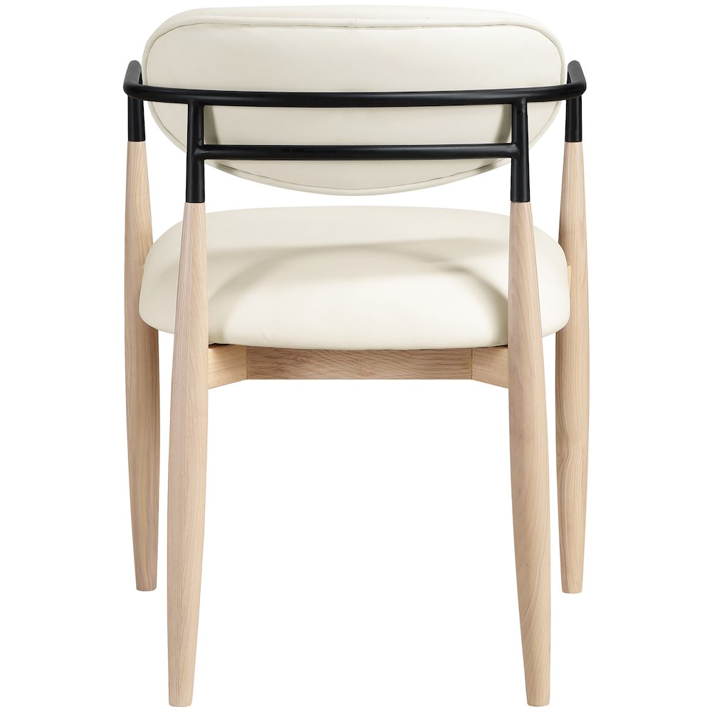 Riccio Cream Vegan Leather Upholstered Dining Arm Chair, Set of 2