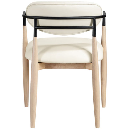 Riccio Cream Vegan Leather Upholstered Dining Arm Chair, Set of 2