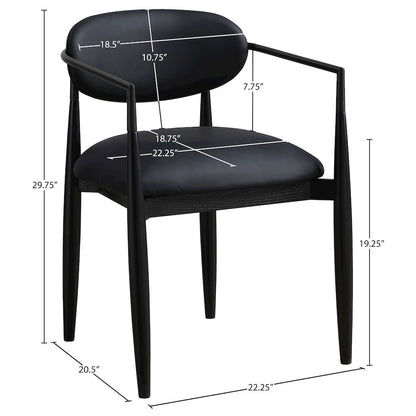 Riccio Black Vegan Leather Upholstered Dining Arm Chair, Set of 2