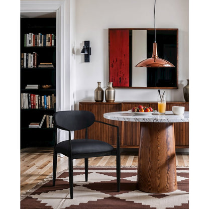 Riccio Black Vegan Leather Upholstered Dining Arm Chair, Set of 2