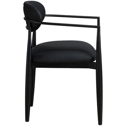 Riccio Black Vegan Leather Upholstered Dining Arm Chair, Set of 2