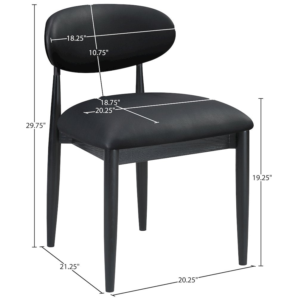 Riccio Black Vegan Leather Upholstered Dining Side Chair, Set of 2