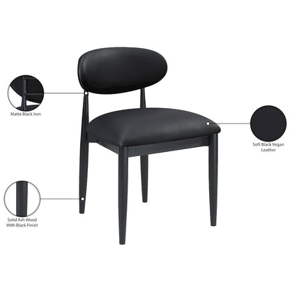 Riccio Black Vegan Leather Upholstered Dining Side Chair, Set of 2