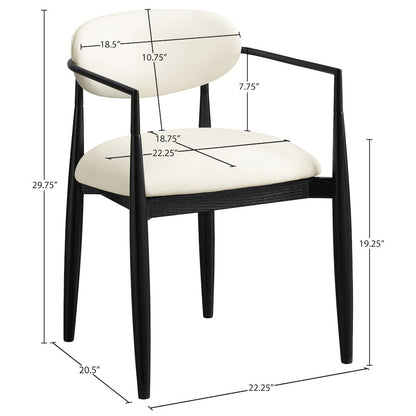Riccio Cream Vegan Leather Upholstered Dining Arm Chair, Set of 2