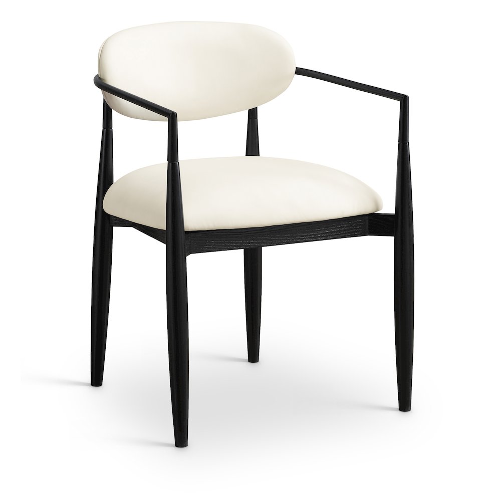Riccio Cream Vegan Leather Upholstered Dining Arm Chair, Set of 2